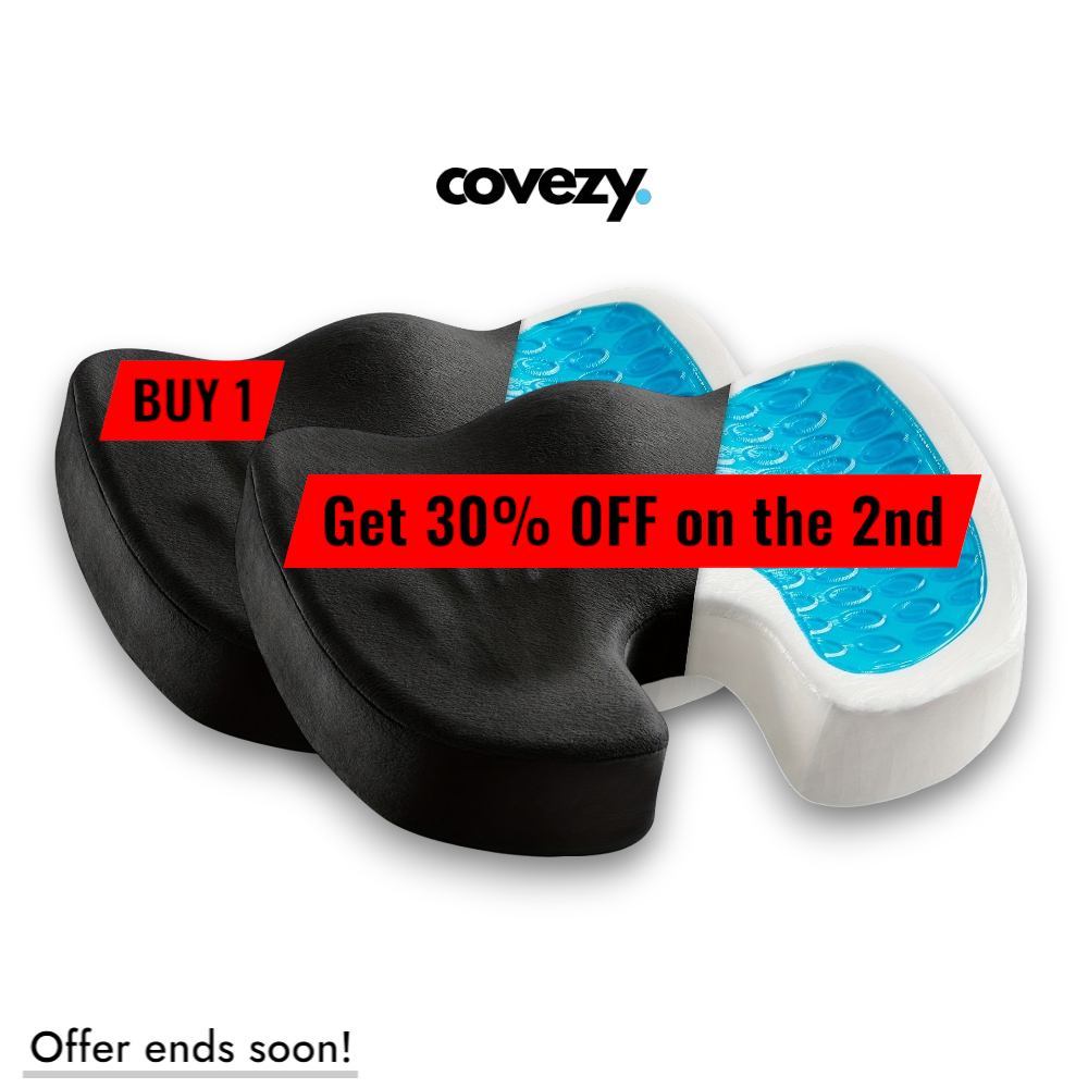 Covezy™ Premium Memory Foam Gel Cushion – Ergonomic Seat Support for All-Day Comfort