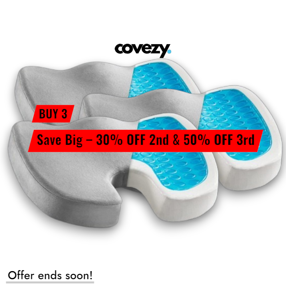 Covezy™ Premium Memory Foam Gel Cushion – Ergonomic Seat Support for All-Day Comfort