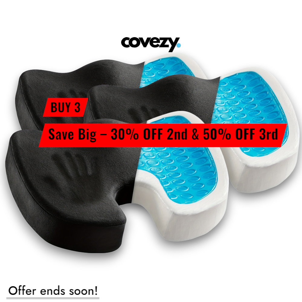 Covezy™ Premium Memory Foam Gel Cushion – Ergonomic Seat Support for All-Day Comfort